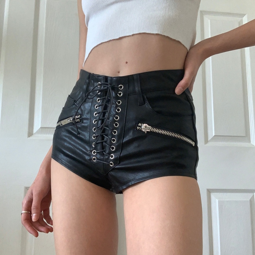 DK faux leather moto shorts 💀